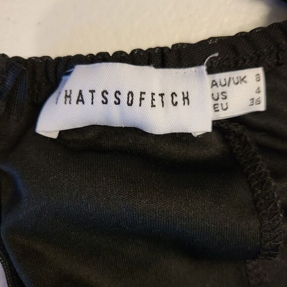 Thats so Fetch Long Sleeve Bodysuit Black Ruched Mesh Women's 4 - Picture 7 of 15